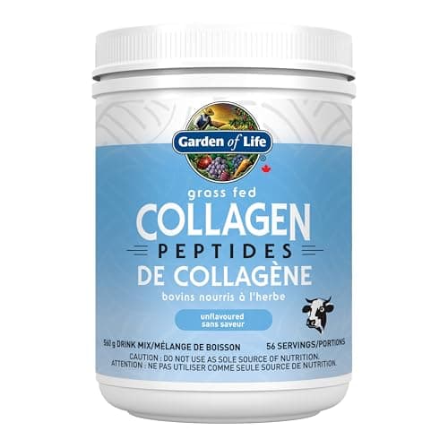 Garden of Life Grass Fed Collagen Peptides Powder, Unflavoured & Unscented, 560 g, 56 Servings, 10 g Collagen per Serving, Non-GMO Verified, Gluten...