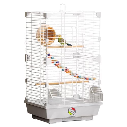 Craftsboys Basic Bird Cage, 24.8inch Parrot Cage (24.8" x 14.6" x 11"),Bird Cage with 1 Ladder, 1 Horizontal Bar, 2 Feeders, and 1 Swing