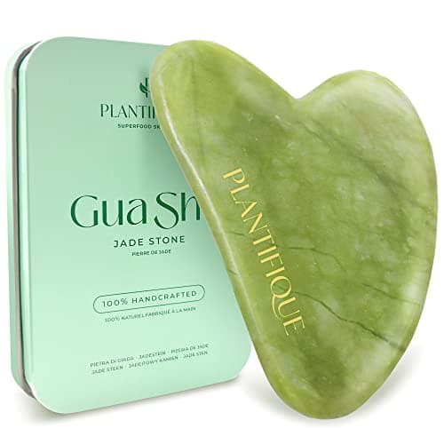 Plantifique Jade Gua Sha Outil visage – Pierre de Guasha anti-âge pour massage du visage et sculpteur de la mâchoire – Outil de sculpture du visage pour votre routine de soins de la peau