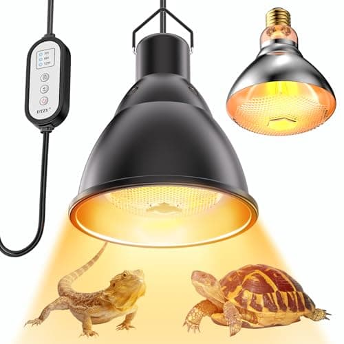Luminaire chauffant pour reptiles DTZY, lampe chauffante à dôme profond de 7 pouces avec ampoule infrarouge de 150 W et minuterie de cycle 3/6/12 pour tortue, dragon barbu, lézards,...