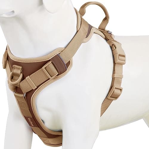 Wolfone No Pull Dog Harness Adjustable Soft Padded Pet Vest with Control Handle Adorable Daily Harness for Dogs(Chocolate Cookie M)