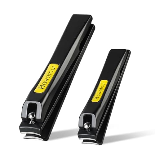 HAWATOUR Nail Clippers Set, Professional Fingernail & Toenail Clippers with Curved Stainless Steel Blades, Compact Tin Case, Black