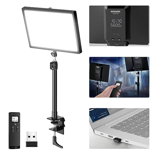 NEEWER GL25B 12.9" Streaming Key Light, 2.4G RT100 Remote & PC/Mac APP Control 25W 2300Lux/0.5m 2900K–7000K CRI98+ Dimmable Edge Emitting Silent...