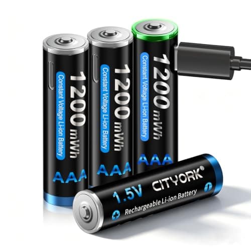 4 Pack USB Rechargeable AAA Batteries Lithium, 1.5V 1200mWh High Capacity Triple A Batteries for Solar Light, Solar Lamp, Toys, Keyboards,...
