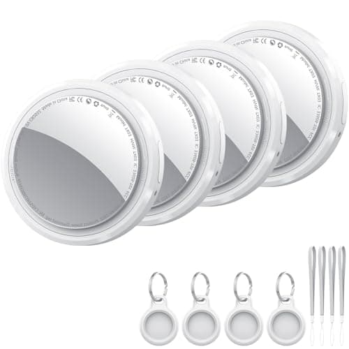 Air Tracker Tags 4 Pack White, Bluetooth Trackers Work with Apple Find My (iOS Only), Smart Tag with Protective Case/Keychain/Lanyard, Item Finders...