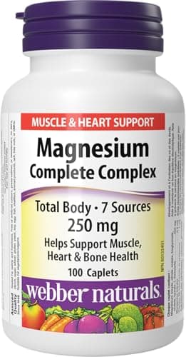 Webber Naturals Magnesium Complete Complex 250 mg, 7 Sources of Magnesium, 100 Caplets, Helps Support Muscle, Heart and Bone Health, Vegan