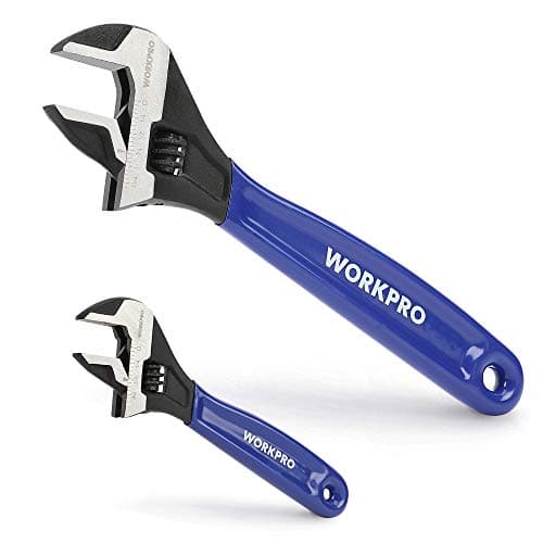 WORKPRO 2-Piece Adjustable Wrench Set, 6-Inch & 10-Inch Wrenches, Wide Jaw Black Oxide Wrench, Metric & SAE Scales, Cr-V Steel, for Home, Garage,...