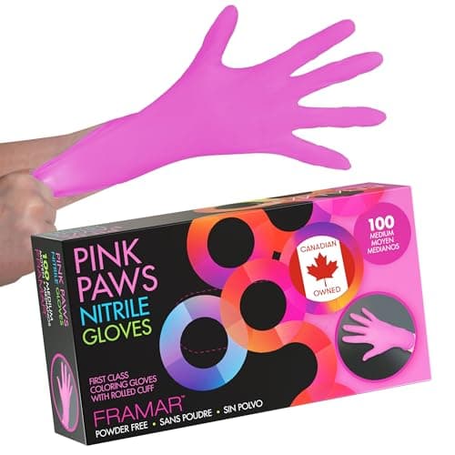 FRAMAR Pink Nitrile Gloves Medium - Disposable Gloves Medium, Cleaning Gloves, Kitchen Gloves, Latex Free Gloves Disposable, Gants Nitrile, Gants...