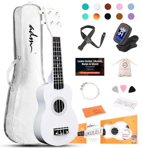 ADM Soprano Ukulele for Beginners 21 Inch Hawaiian Wood Ukelele Kit for Kids Adult Student Starter Professional Ukalelee Pack Bundle with Free...