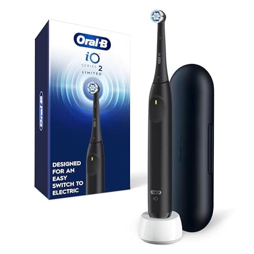Oral-B iO Series 2 Limited Rechargeable Electric Powered Toothbrush, Night Black with 1 Gentle Care Brush Head and 1 Black Travel Case - Automatic...