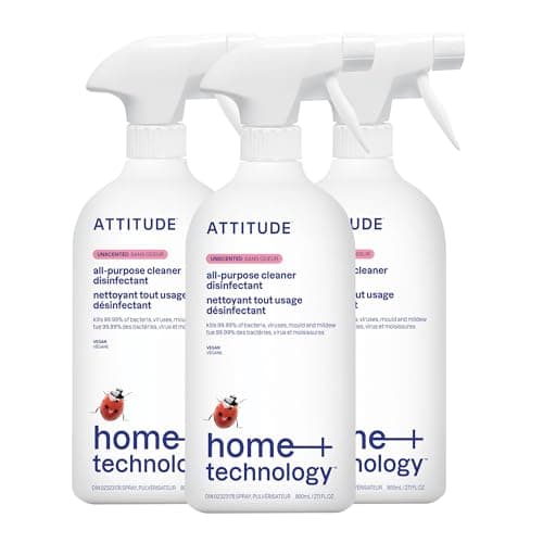 Spray désinfectant ATTITUDE, nettoyant tout usage avec élimination à 99,99 % des germes et des virus, végétalien et à base de plantes, multi-surfaces, fabriqué au Canada,...