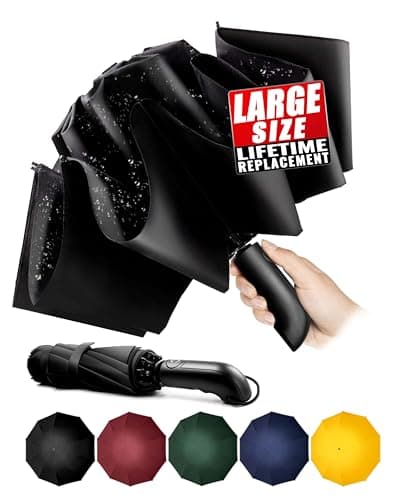 Chakipee Automatic Travel Inverted Umbrella Compact Windproof- Automatic reverse Umbrellas for Rain - Men and Women, Folding Portable 48inch Span,...