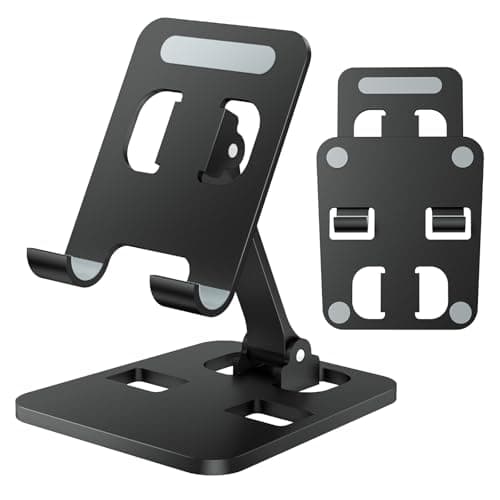 Anifrim Support de téléphone pour bureau, support de téléphone portable double pliable, support de téléphone portable entièrement réglable pour iPhone 17 16 15 14 13 12 11...