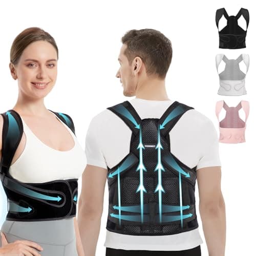 Vicorrect Posture Corrector for Women and Men: Back Brace Support - Shoulders Straightener Relieve Upper Back Pain (Black, Small)