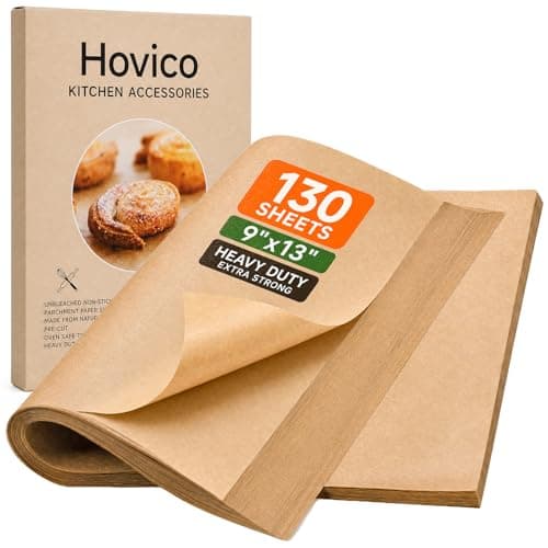 Hovico 130PCS Parchment Paper Baking Sheets, 9x13 Inch, Precut Non-Stick Parchment Sheets for Baking, Grilling, Air Fryer, Steaming, and More...