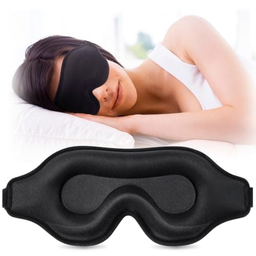 Sleep Eye Mask for Men Women, Lash Extensions 3D Sleeping Mask for Side Sleeper, Blackout Night Blindfold Eye Shade Cover for Travel (Black)
