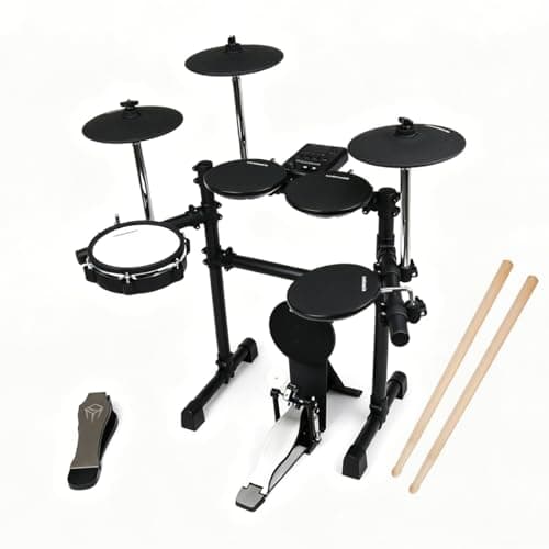 COOLMUSIC DD4 Eight Piece Electronic Drum Kit with Realistic Kick Pedal, Easy Assemble Rack and Drum Module including 50 Kits, USB and Midi...
