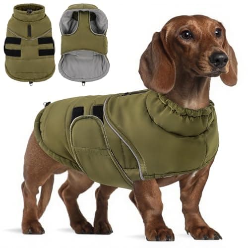 Peferhouse Dog Warm Winter Coats for Medium Large Dogs, Cold Weather Coat Pet Windproof Reflective Jacket with Harness H