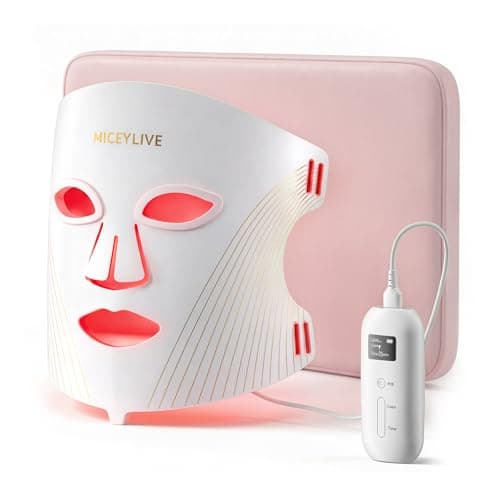 MICEYLIVE LED Red Light Face Mask, 460–850nm Near-Infrared Facial Light Mask with 3 Light Modes, White