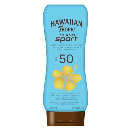 Hawaiian Tropic Island Sport Lotion Sunscreen SPF 50, 240mL | Hawaiian Tropic Sunscreen SPF 50, Sunscreen, Broad Spectrum Sunscreen, Water...