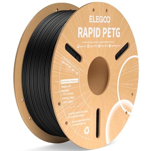ELEGOO Rapid PETG Filament 1.75mm Black 1KG, 3D Printer Filament Max 600 mm/s High Speed Printing, Dimensional Accuracy +/- 0.02 mm Fit Most FDM...