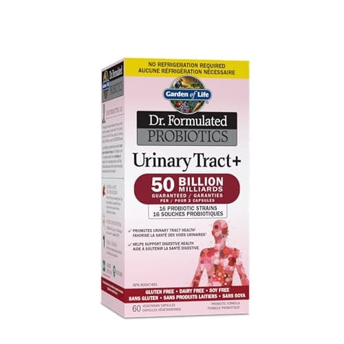 Garden of Life Dr. Formulated Probiotics Urinary Support+, 50 Billion CFU, 16 Probiotic Strains, with 500 mg Clinically Studied Pacran Cranberry,...