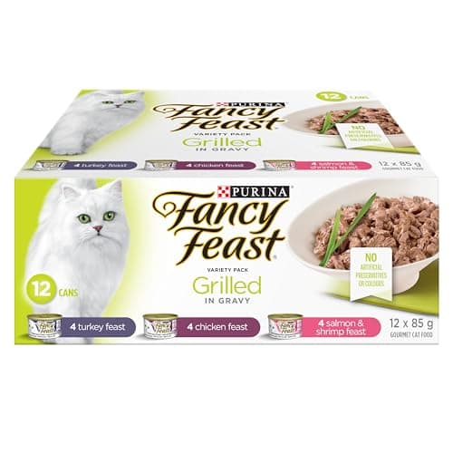 Fancy Feast Grilled Wet Cat Food, in Gravy Variety Pack 3 Flavours - 85 g Can (12 Pack)