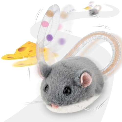 Migipaws Interactive MigiMouse Cat Toy 360° Rolling & Spin with Wiggling Tail for Indoor Cats Smart Motion Sensor, Realistic Squeak, Rechargeable...