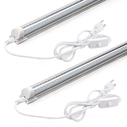 Barrina LED Shop Light 2FT, 20W 3000LM 6500K, Tubes LED connectables à couvercle transparent, Éclairage LED T8 en forme de V, Plafonniers pour garage, entrepôt,...