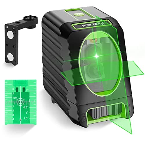 Huepar Précision professionnelle ± 1/13 pouces/2MM Niveau laser à lignes croisées auto-nivelant, laser vert plus brillant avec mode d'impulsion extérieur, couvertures de 150°, 150 pieds...