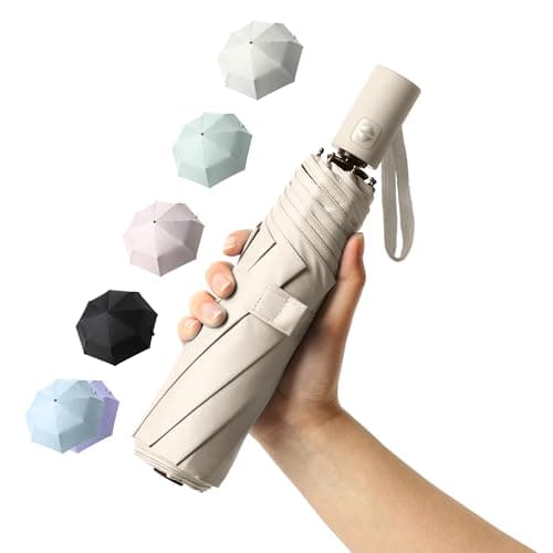 BAODINI Petit parapluie de voyage avec protection UV, compact pour la pluie et le soleil, UPF 50+, coupe-vent, portable, 106,7 cm, pour homme et femme