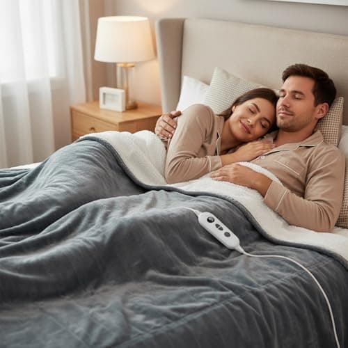 Qoosea Heated Blanket Throw Electric Blanket Twin Throw 50 * 60 inch with 9 Heating Levels 9 Timer Settings Auto Shut Off Soft Flannel Heating...