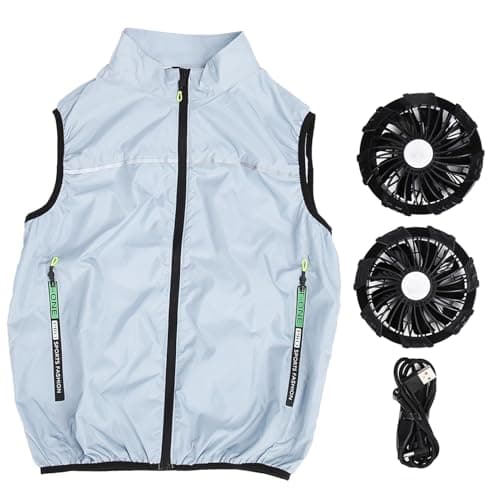Gilet de refroidissement pour hommes et femmes avec double ventilateur, veste climatisée portable à 3 vitesses pour le travail en plein air, la randonnée, la pêche par temps chaud (L)