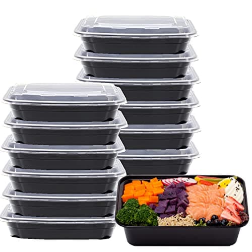 15 Pack 32 oz Plastic Meal Prep Containers with Lids, Leakproof Rectangular Food Storage Container Box for Restaurant, Kitchen, Takeout Food...