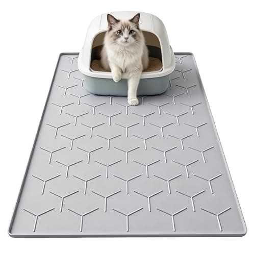 Garoopion Cat Litter Mat, Silicone 86x56cm Large Kitty Litter Box Mat, Waterproof Silicone Matt for Cat, Gray