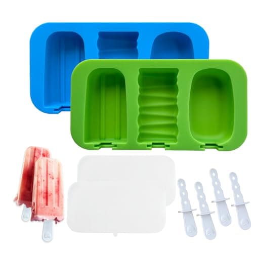 Popsicle Molds 2 Packs Silicone Ice Pop Molds BPA Free Reusable Easy Release Stackable Ice Pop Maker with Reusable Sticks and Covers for Homemade...