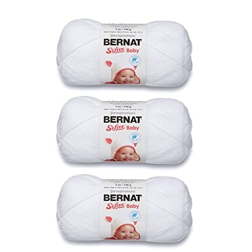 Bernat Softee Baby White Yarn - 3 Pack de 141g/5oz - Acrylique - 3 DK (Light) - 362 Yards - Tricot/Crochet