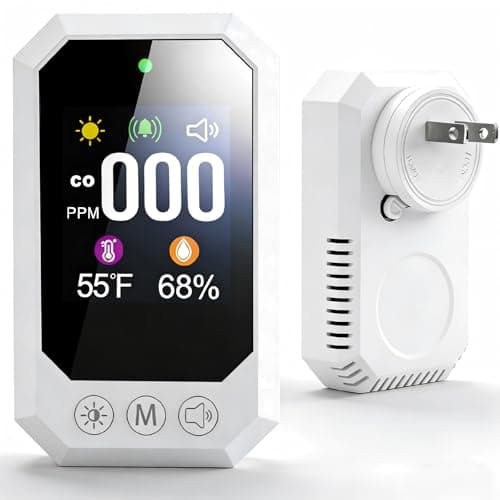 Carbon Monoxide Detector Plug-in, 3-in-1 Portable Carbon Monoxide Detectors with Digital Display, Temperature/Humidity Sensor, 85dB Audible Alert,...