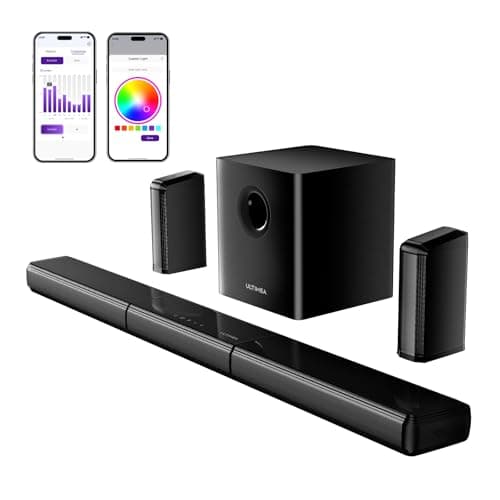 ULTIMEA 7.1ch Virtual Surround Soundbar, Soundbar with Subwoofer and 2 Surround Speakers, Home Theater Soundbar System with RGB, 6.5" Subwoofer,...
