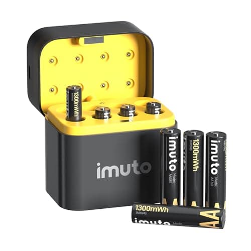 imuto Rechargeable AAA Batteries Lithium 8 Pack with Fast Charger,1300mWh 1.5V Constant Output Triple a Lithium Batteries 1600 Cycles Long Lasting