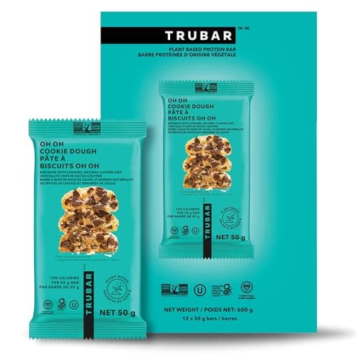 TRUBAR Vegan Protein Bar, Oh Oh Cookie Dough, Gluten Free, Plant Based, High Fiber, Dairy Free, Low Fat, Non GMO, No Sugar Alcohols, 12G Lean...