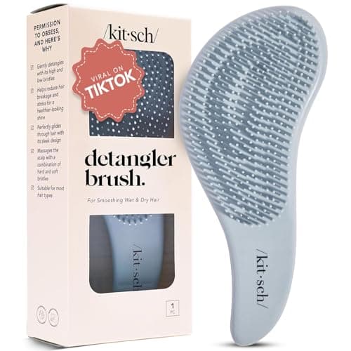 Kitsch Detangler Brush – Gentle Curly Hair Brush with Flexible Bristles for All Hair Types - Wet or Dry | Detangling Hair Brushes for Women & Men,...