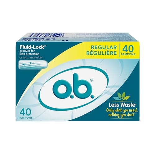 o.b. Original Non-Applicator Tampons, Regular Absorbancy, Pack of 40 Tampons
