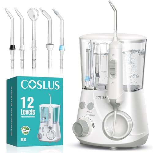 COSLUS E2 Water Tooth Flossers for Teeth: 12 Pressure Settings & 2 Modes for Orthodontic, Braces. Water Dental Pick for Kids, Adults and Seniors-...