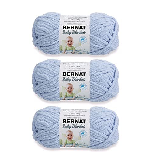 Bernat Baby Couverture Baby Blue Yarn - 3 Pack de 100g/3.5oz - Polyester - 6 Super Bulky - 72 Yards - Tricot/Crochet