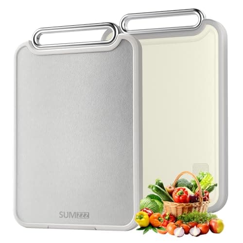 Sumzzz Stainless Steel Cutting Board for Kitchen, 2-in-1 Double-Sided Chopping Board, Dishwasher Safe, Food Grade Stainless Steel/PP, Easy to...