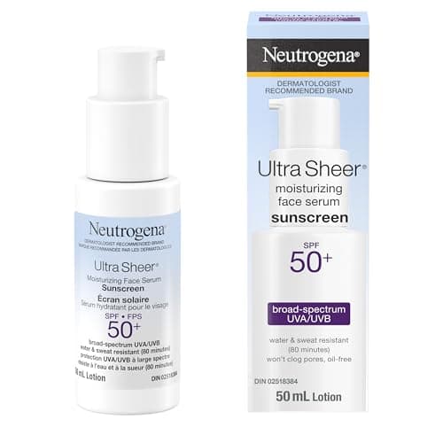 Neutrogena Ultra Sheer Moisturizing Serum Sunscreen SPF 50+ Broad Spectrum UVA UVB Protection Lightweight Water Resistant up to 80 Minutes...