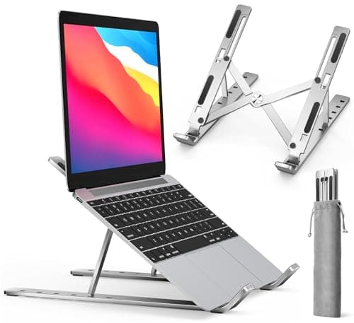 Laptop Stand, iVoler Laptop Holder Riser Computer Tablet Stand, 6 Angles Adjustable Aluminum Ergonomic Foldable Portable Desktop Holder Compatible...