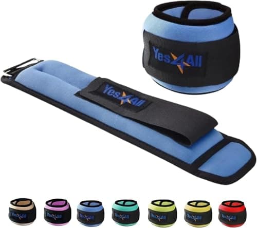 Yes4All Set of 2 Ankle/Wrist Weight Neoprene – Comfort Fit with Adjustable Strap - Ideal for Walking, Fitness, Exercise (2 lbs, Blue)