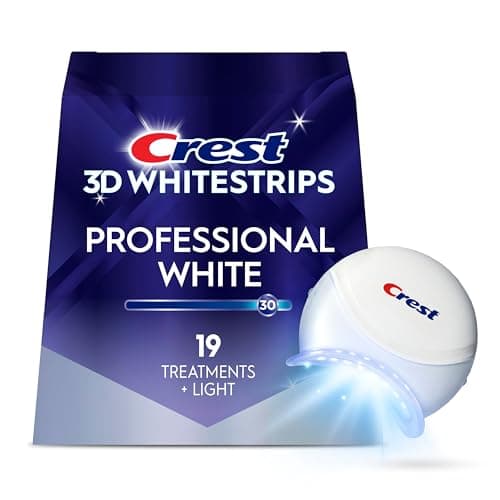 Crest 3D Whitestrips Professional White + Whitening Light At-Home Teeth Whitening Kit, 19 Treatments + Light, 30 Levels Whiter